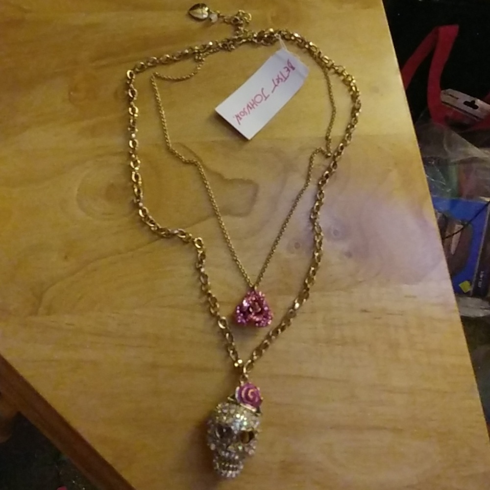 Betsey Johnson Skull and Rose Necklace